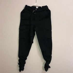 SOLD. black cargo pants tight ankles